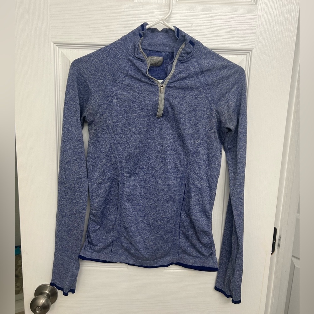 Athleta Blue Quarter-Zip Long Sleeve Top